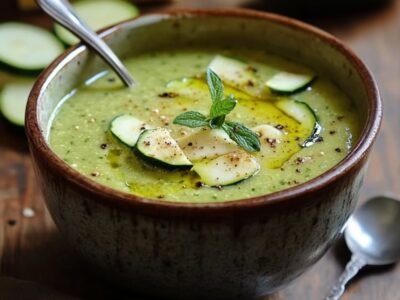 Gaspacho de Courgettes au Fromage Frais de Brebis : Savourez une Soupe Froide Crémeuse et Rafraîchissante pour l’Été !