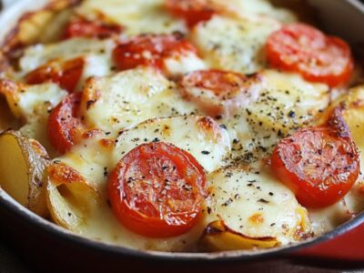 Gratin de Pommes de Terre, Tomates et Mozzarella : La Recette Réconfortante aux Saveurs Puissantes pour un Repas Gourmand en Famille #RecetteRéconfortante #PlatGourmand #RepasFamilial