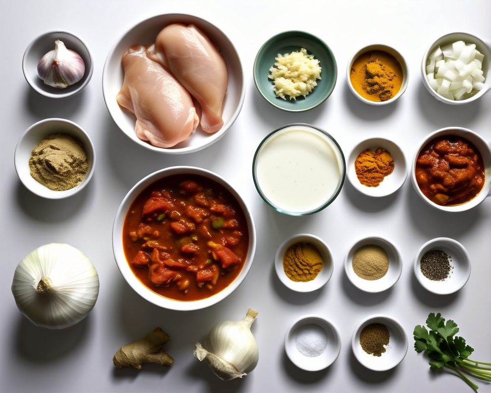 ingredients-de-la-recette-curry-poulet-cremeux