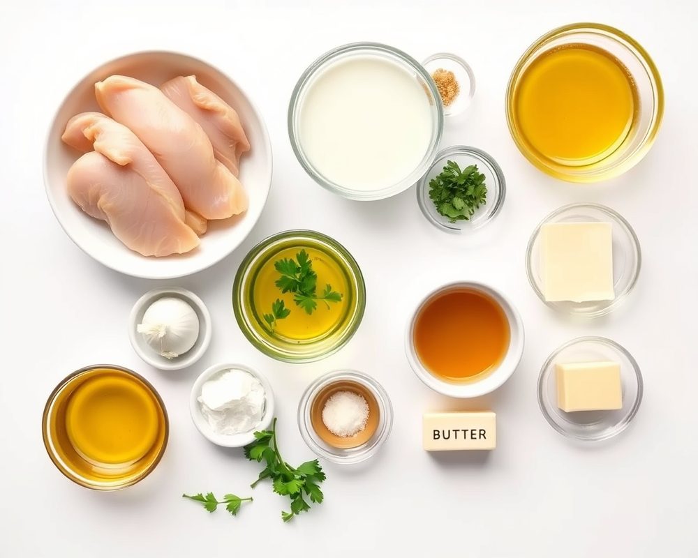 ingredients-de-la-recette-poulet-sauce-cremeuse