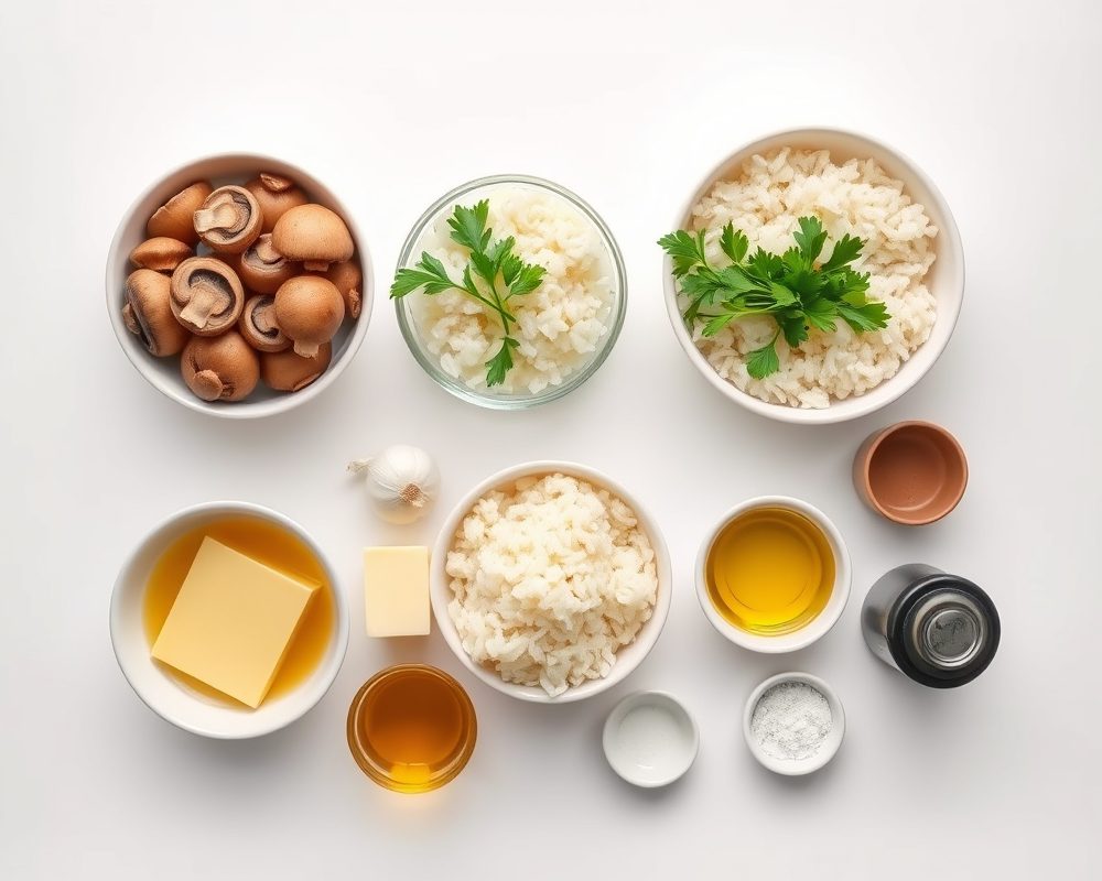 ingredients-de-la-recette-risotto-cremeux-champignons