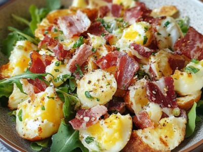 Salade Gourmande: Lardons Croustillants et Œufs Pochés Fondants pour un Festin Savoureux et Rapide!