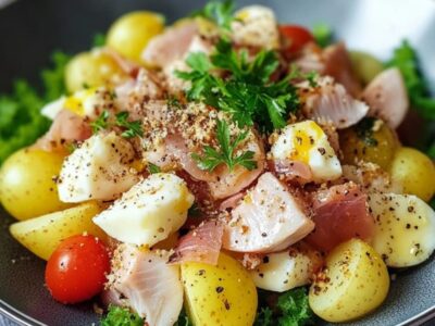 Salade de Pommes de Terre au Thon et aux Œufs Frais : Recette Classique pour un Repas Équilibré et Puissant ! 🥗🐟🥚 #SaladePuissante