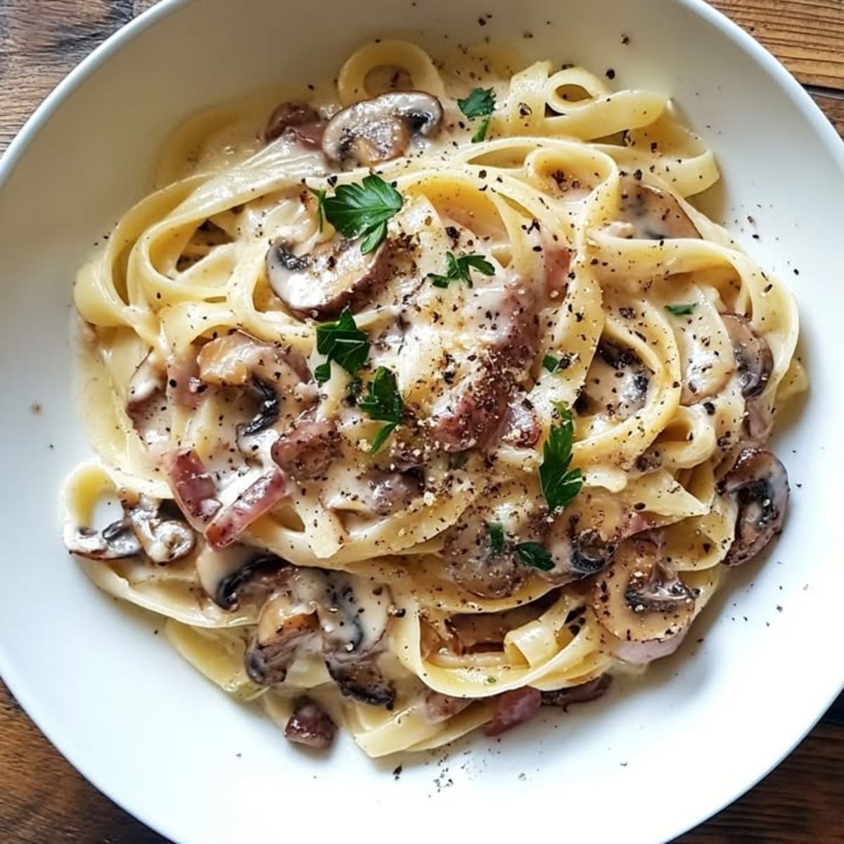 Tagliatelles Champignons Carbonara