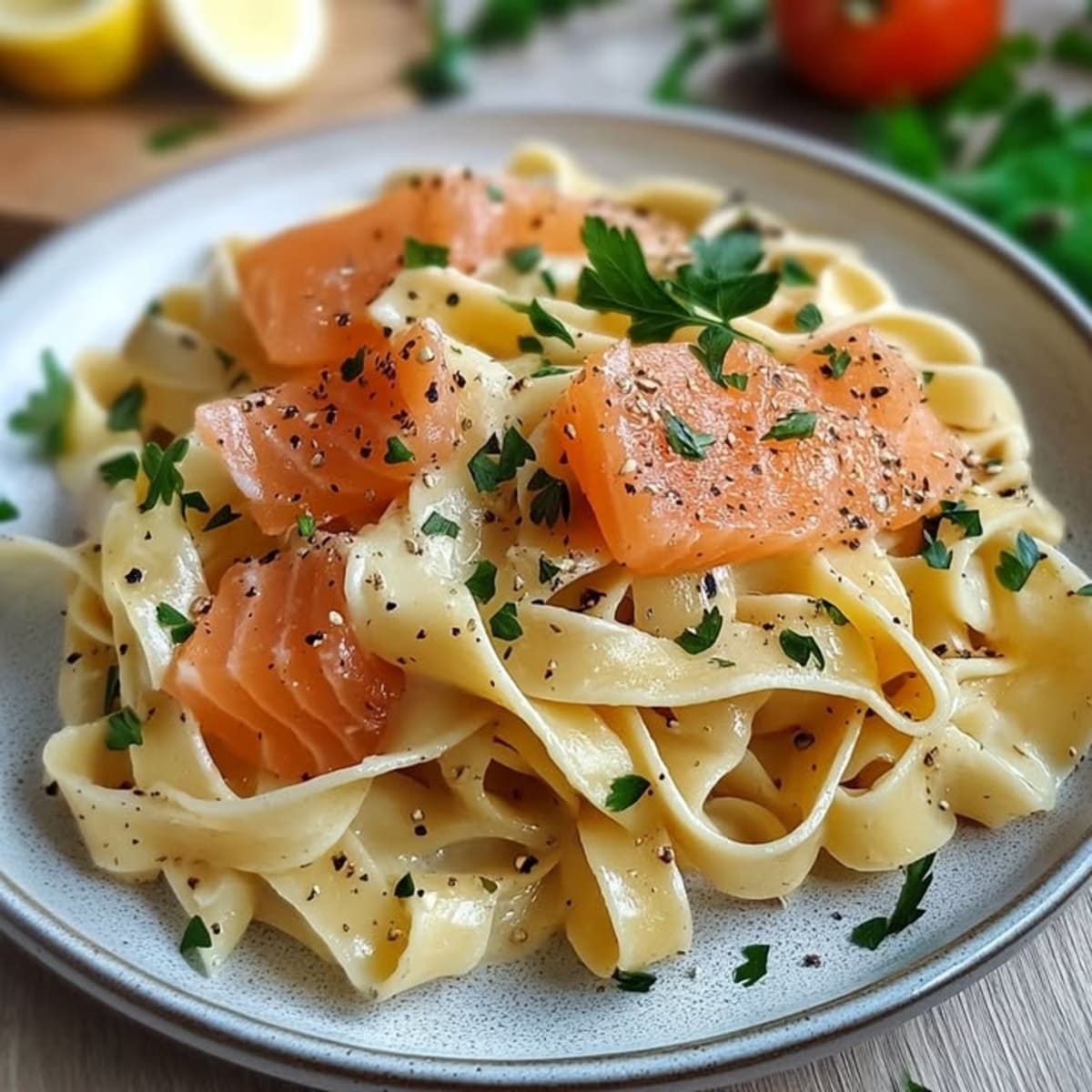 Tagliatelles Saumon Poireaux