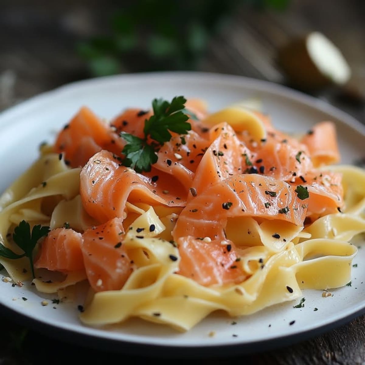 Tagliatelles au Saumon et aux Poireaux