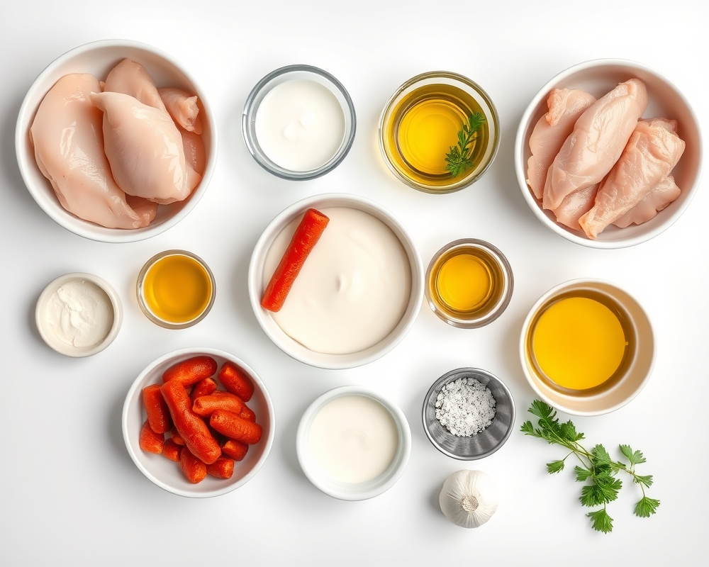 ingredients-de-la-recette-poulet-chorizo-cremeux