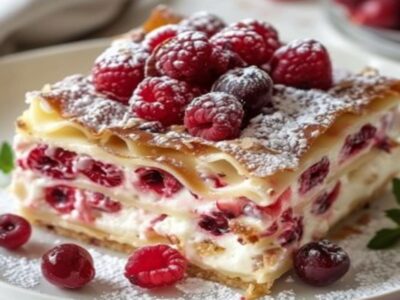 Délectable Lasagne Chocolat Blanc-Framboises