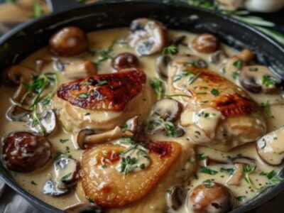 Délicieux Poulet Crémeux aux Champignons