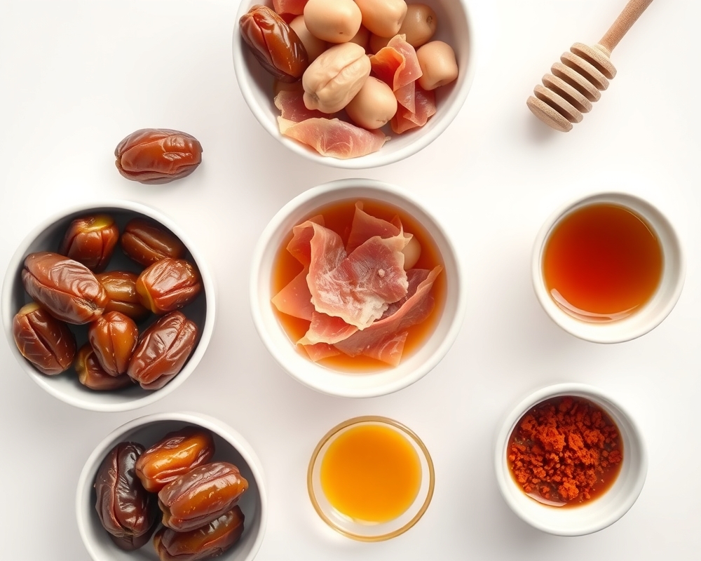 ingredients-de-la-recette-dattes-bacon-roti