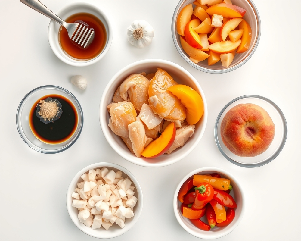 ingredients-de-la-recette-poulet-miel-peches