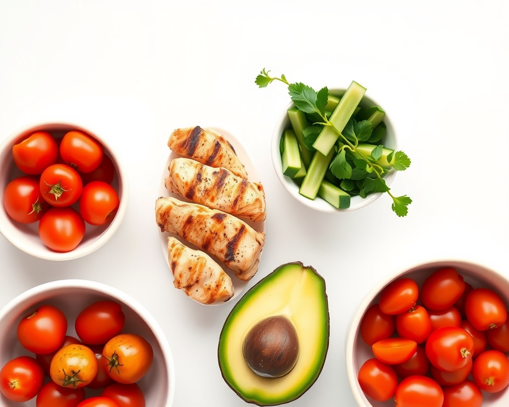 ingredients-de-la-recette-salade-poulet-tomate