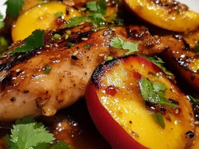 Délicieux Poulet Miel-Garlic aux Pêches