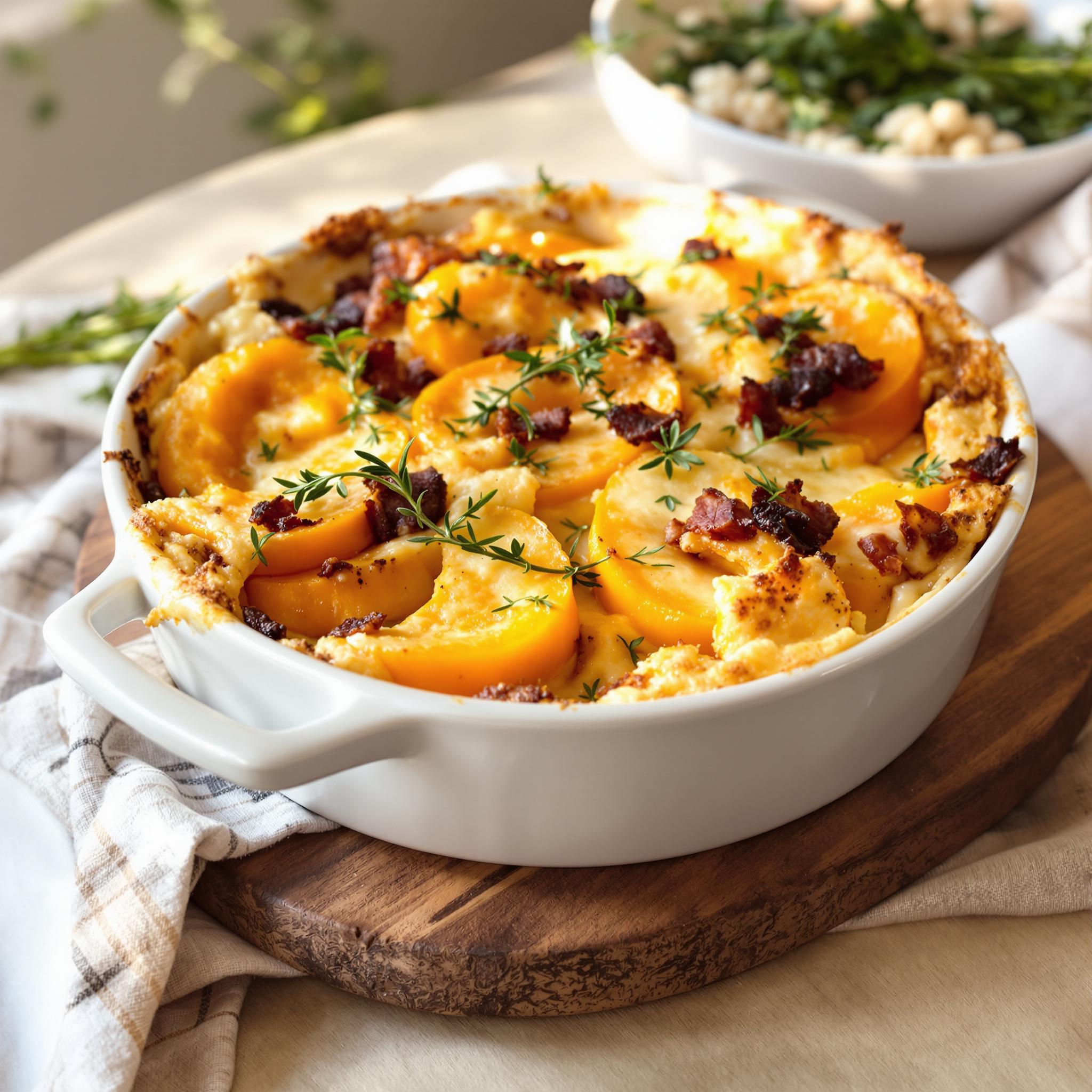 recette gratin butternut lardons