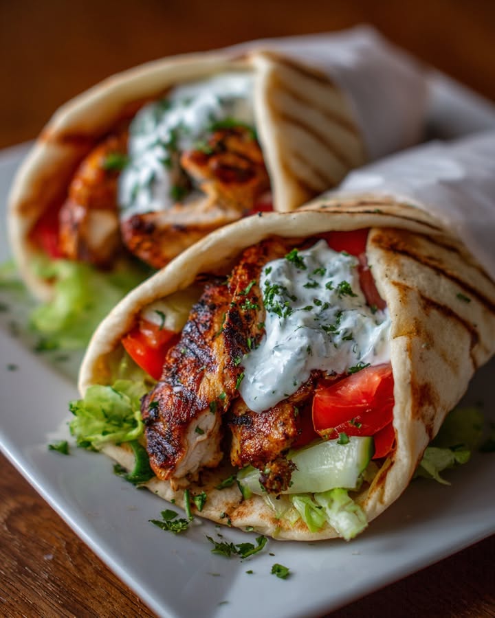 Gyros Poulet Méditerranéens : Recette Facile et Savoureuse 2 Gyros Poulet Méditerranéens