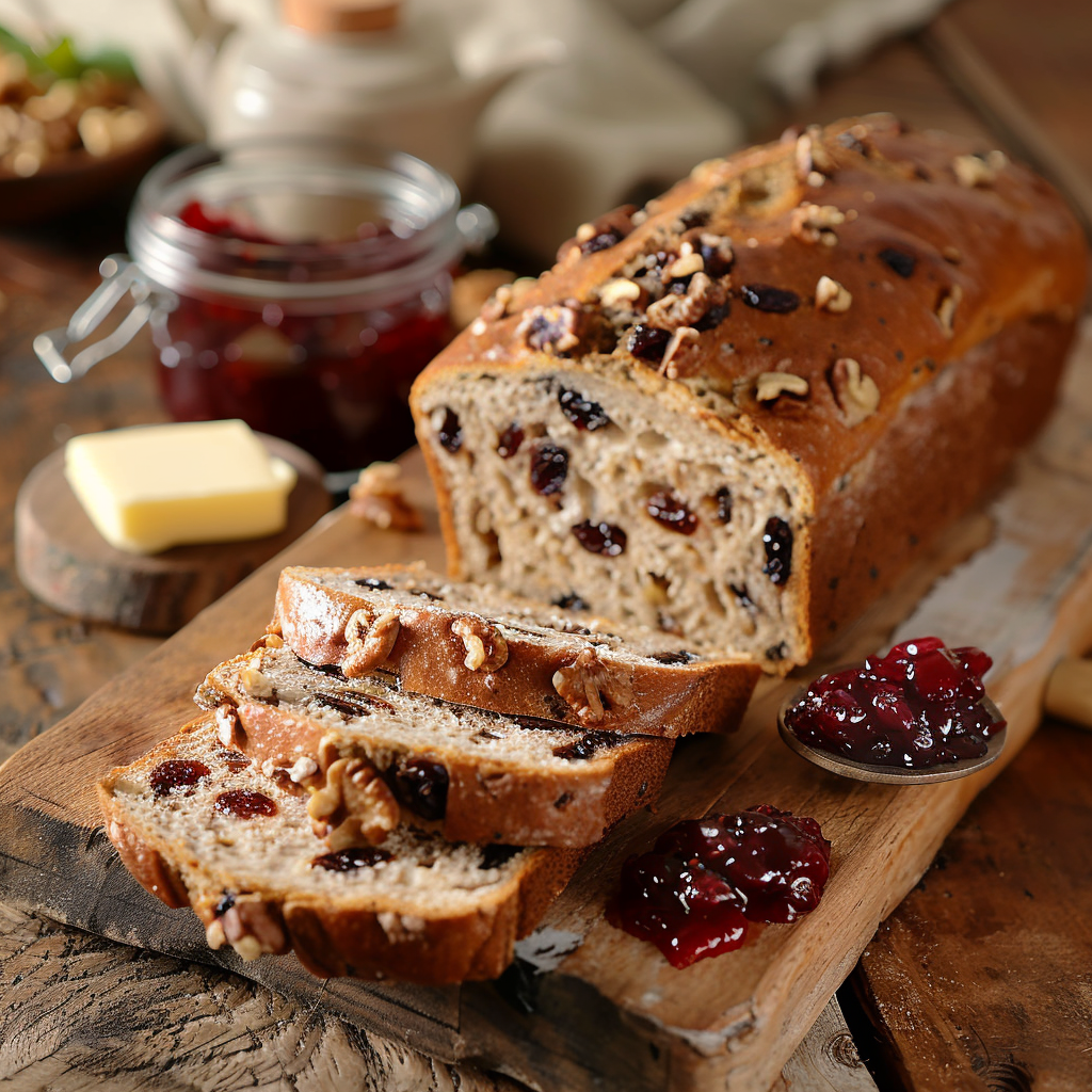 Pain aux noix et raisins : Recette facile et savoureuse 1 Pain aux noix et raisins