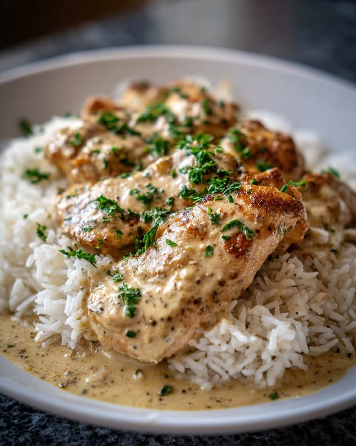 Poulet Crémeux Riz : Recette Facile et Savoureuse en 30 Minutes 2 Poulet Crémeux Riz