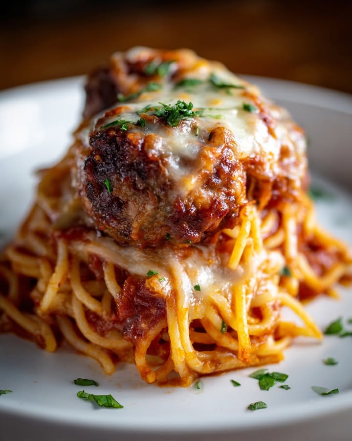 Spaghettis Gratinés Boulettes