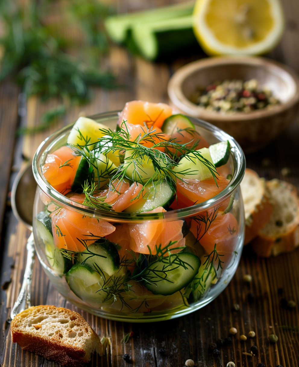 recette verrine concombre saumon