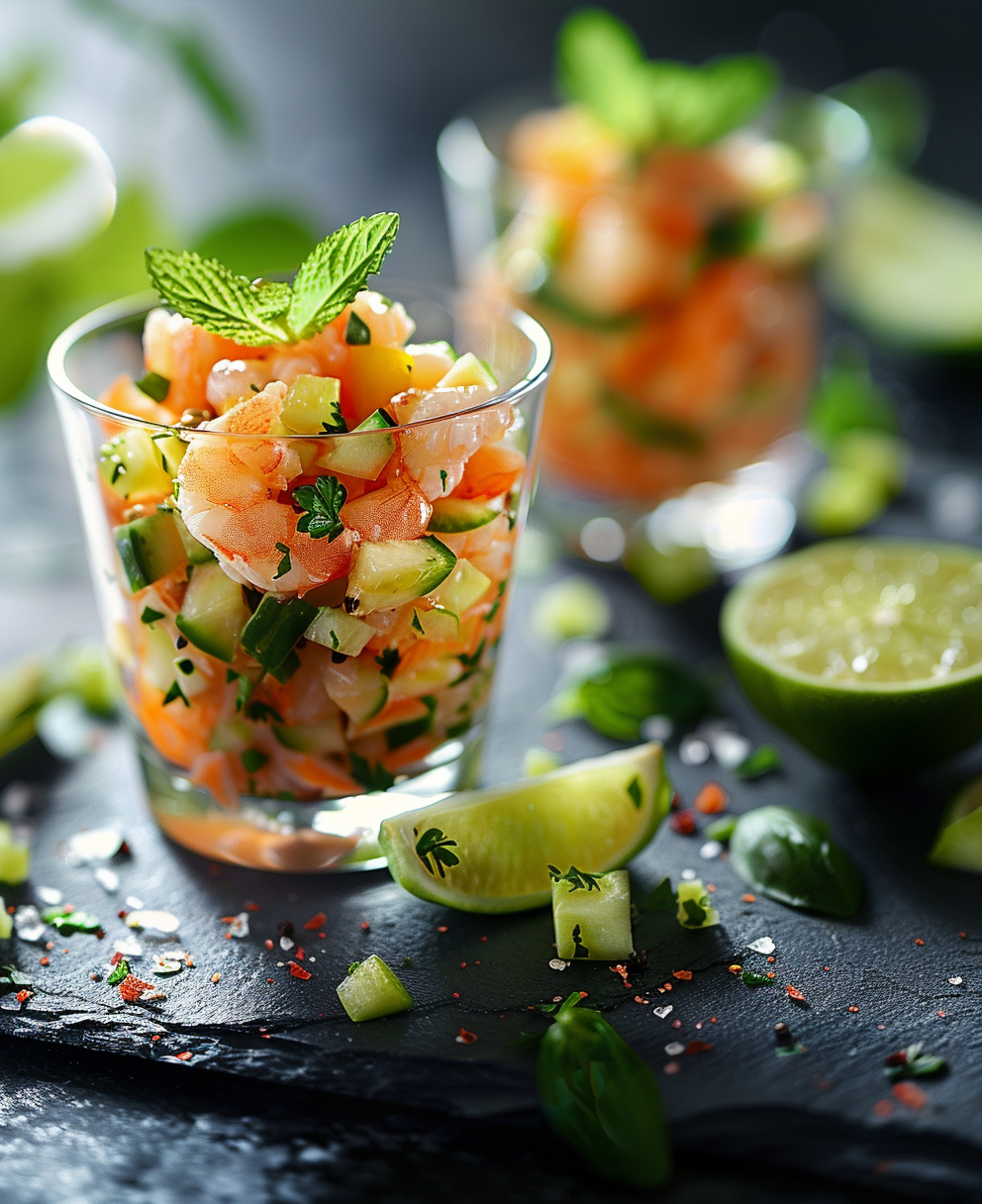 recette verrine crevettes avocat