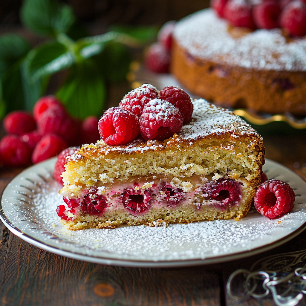 Cake pistache‑framboise