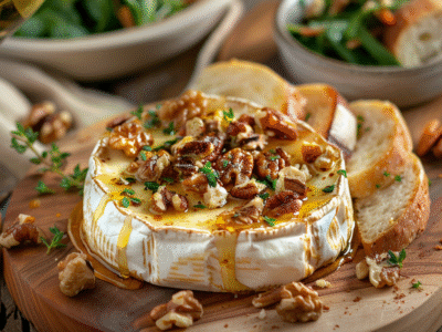 Camembert au four au miel et noix : Recette facile et savoureuse