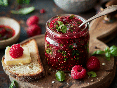Confiture de framboises au basilic : Recette facile et savoureuse