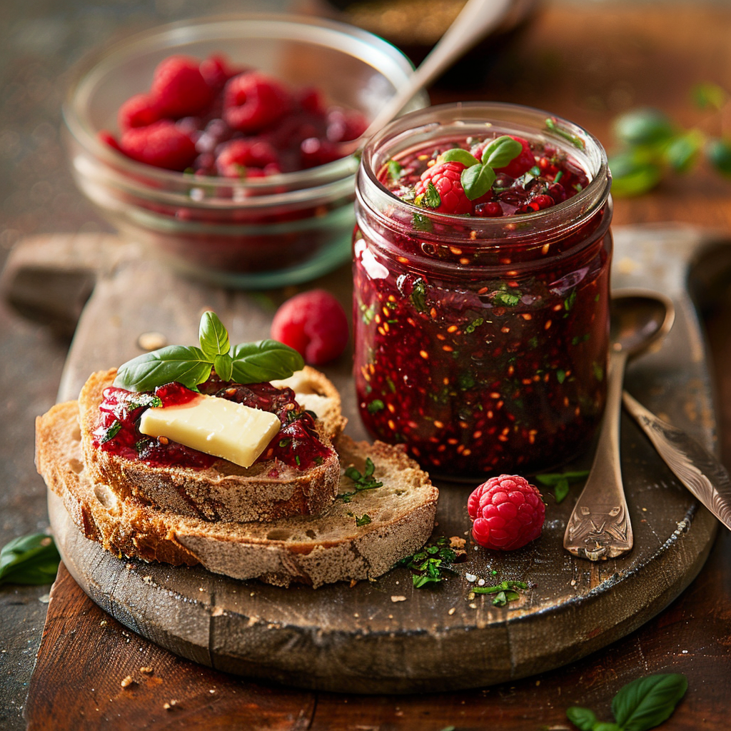 Confiture de framboises au basilic : Recette facile et savoureuse 2 Confiture de framboises au basilic