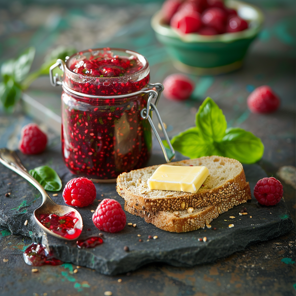 Confiture de framboises au basilic : Recette facile et savoureuse 4 Confiture de framboises au basilic