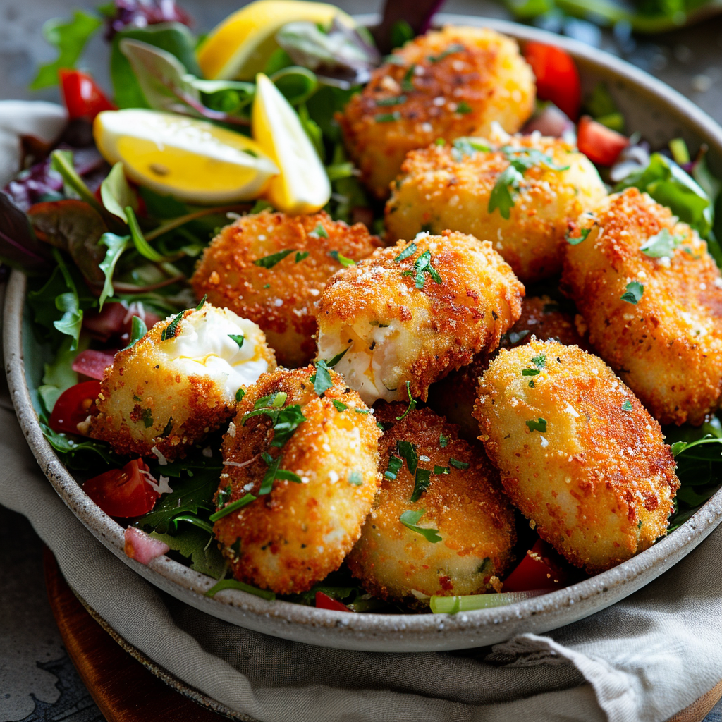 Croquettes de mozzarella panée : Recette facile et savoureuse 4 Croquettes de mozzarella panée