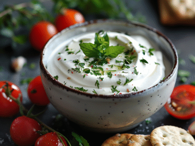 Fromage blanc ail-fines herbes maison : Recette facile et savoureuse