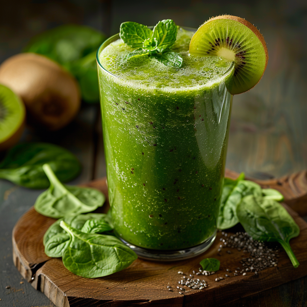 Jus vert détox épinards-kiwi : Recette facile et savoureuse 4 Jus vert détox épinards‑kiwi