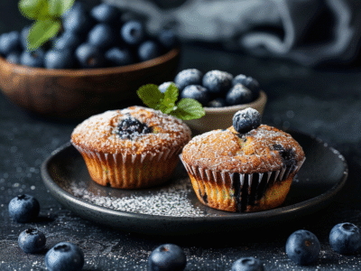 Muffins myrtilles et amande : Recette facile et savoureuse