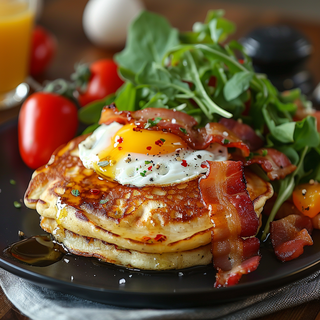 Pancakes salés œuf‑bacon
