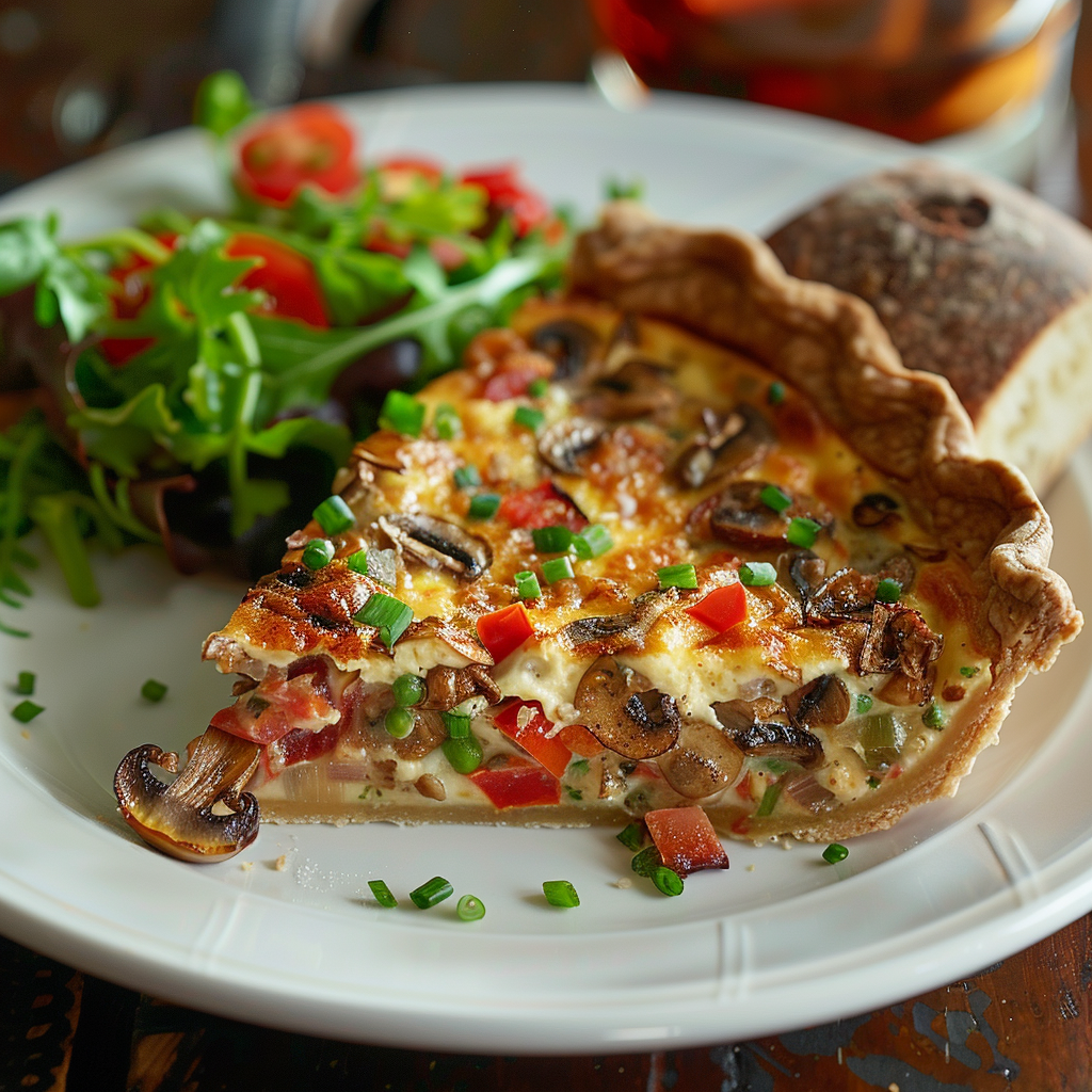 Quiche végétarienne champignons‑poivrons