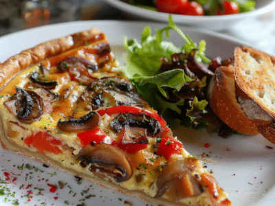 Quiche végétarienne champignons-poivrons : Recette facile et savoureuse