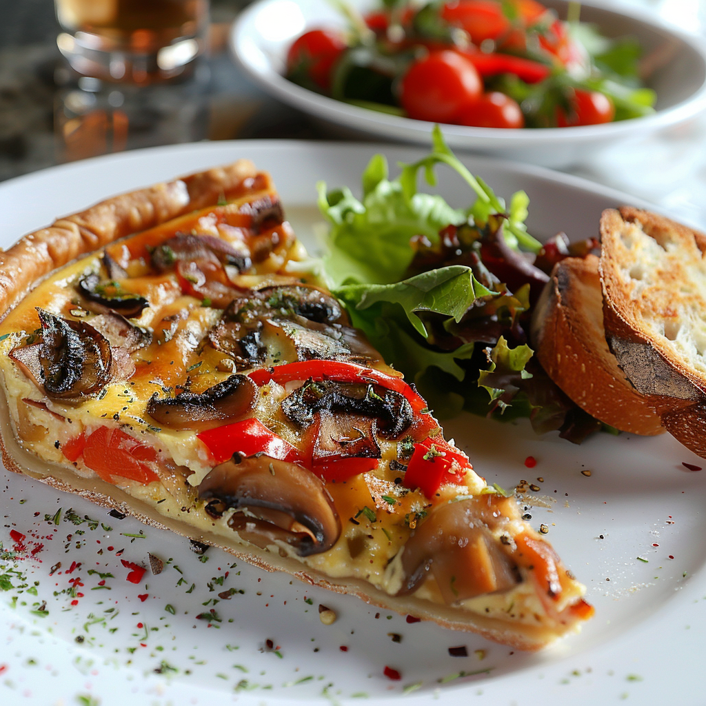 Quiche végétarienne champignons‑poivrons