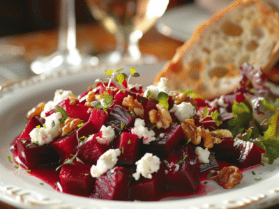 Salade betterave-chèvre-noix : Recette facile et savoureuse
