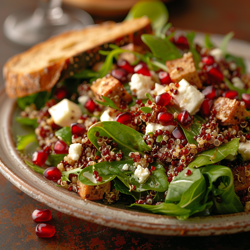 Salade composée quinoa-feta-grenade : Recette facile et savoureuse 5 Salade composée quinoa‑feta‑grenade