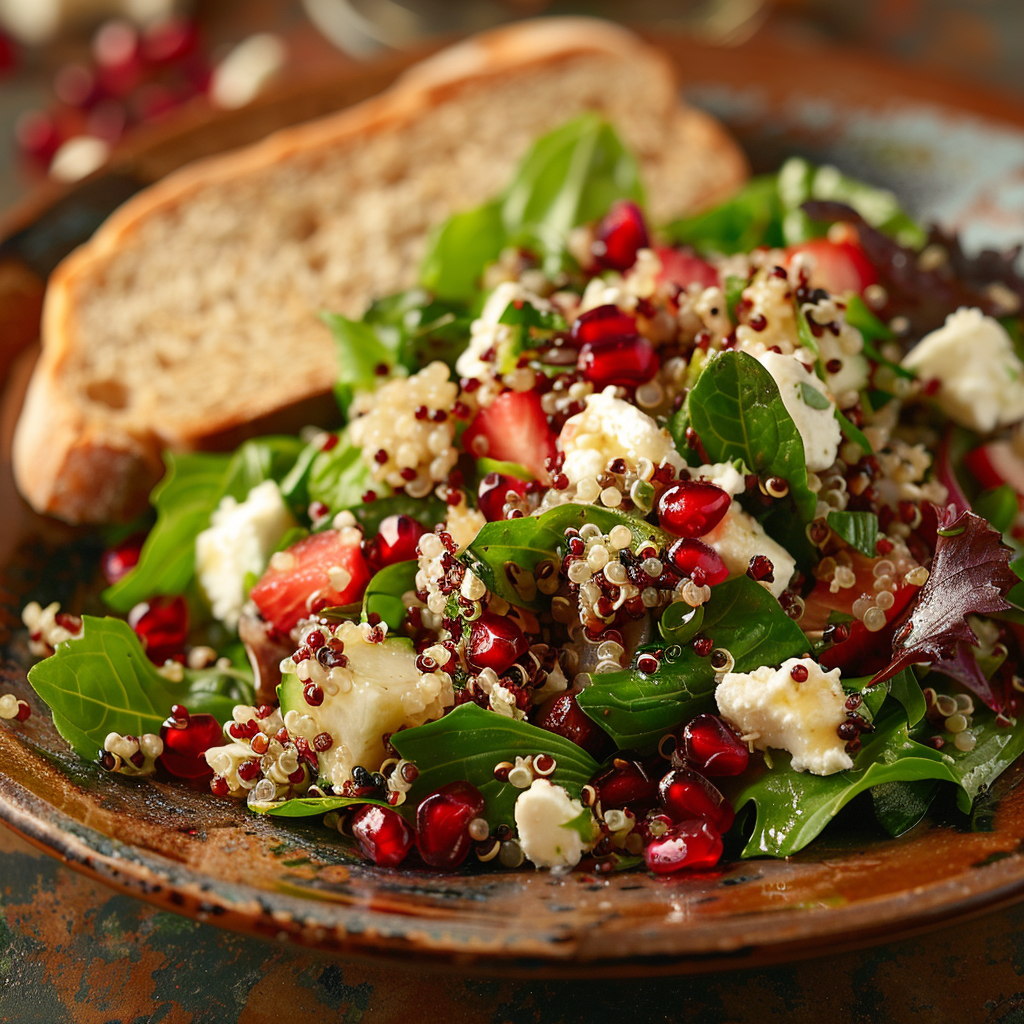 Salade composée quinoa-feta-grenade : Recette facile et savoureuse 3 Salade composée quinoa‑feta‑grenade