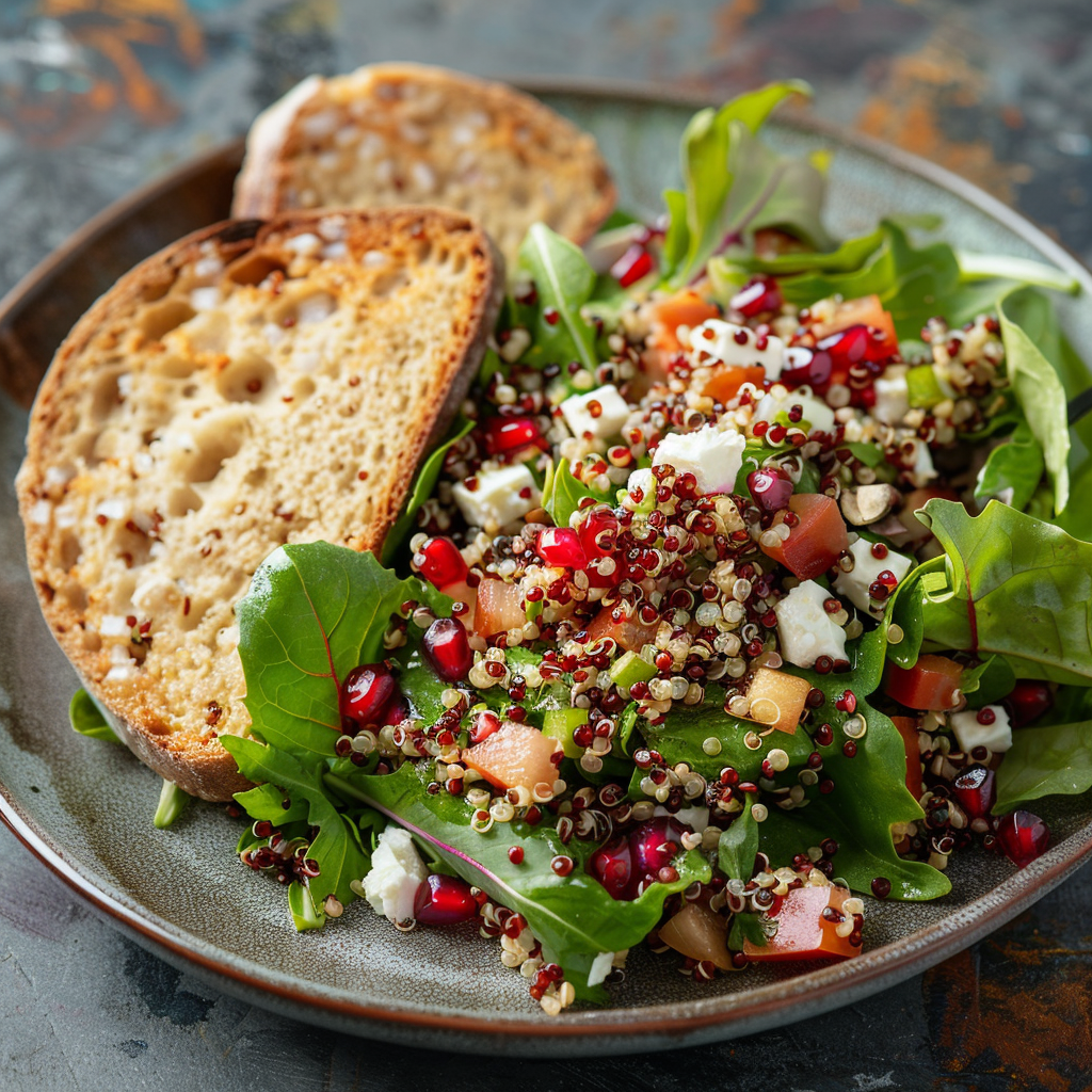 Salade composée quinoa-feta-grenade : Recette facile et savoureuse 4 Salade composée quinoa‑feta‑grenade