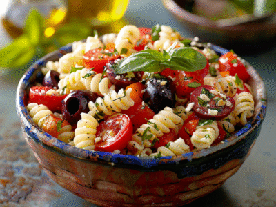 Salade de pâtes méditerranéenne facile et savoureuse