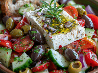 Salade grecque traditionnelle revisitée : Recette facile et savoureuse