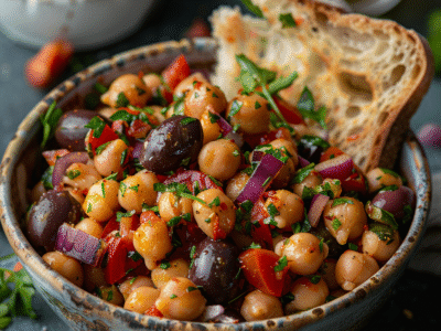 Salade pois chiches épicée : Recette facile et savoureuse
