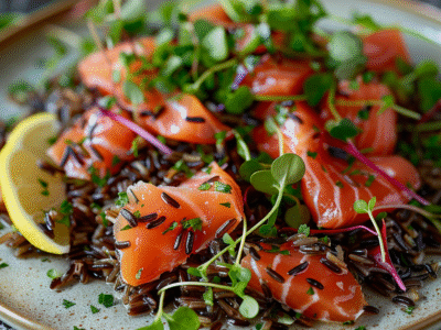 Salade riz sauvage saumon fumé : Recette facile et savoureuse