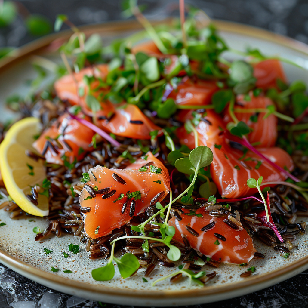 Salade riz sauvage saumon fumé