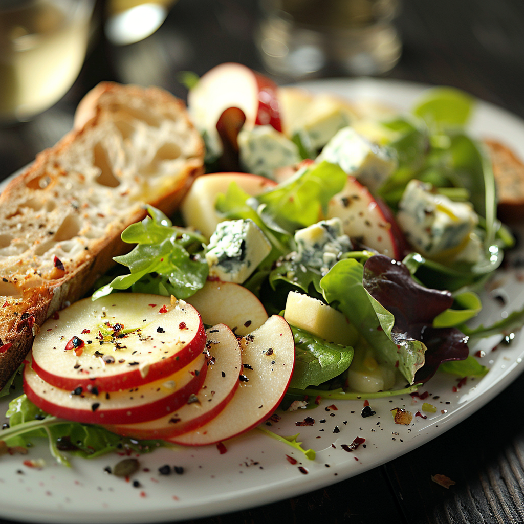 Salade verte pommes‑roquefort