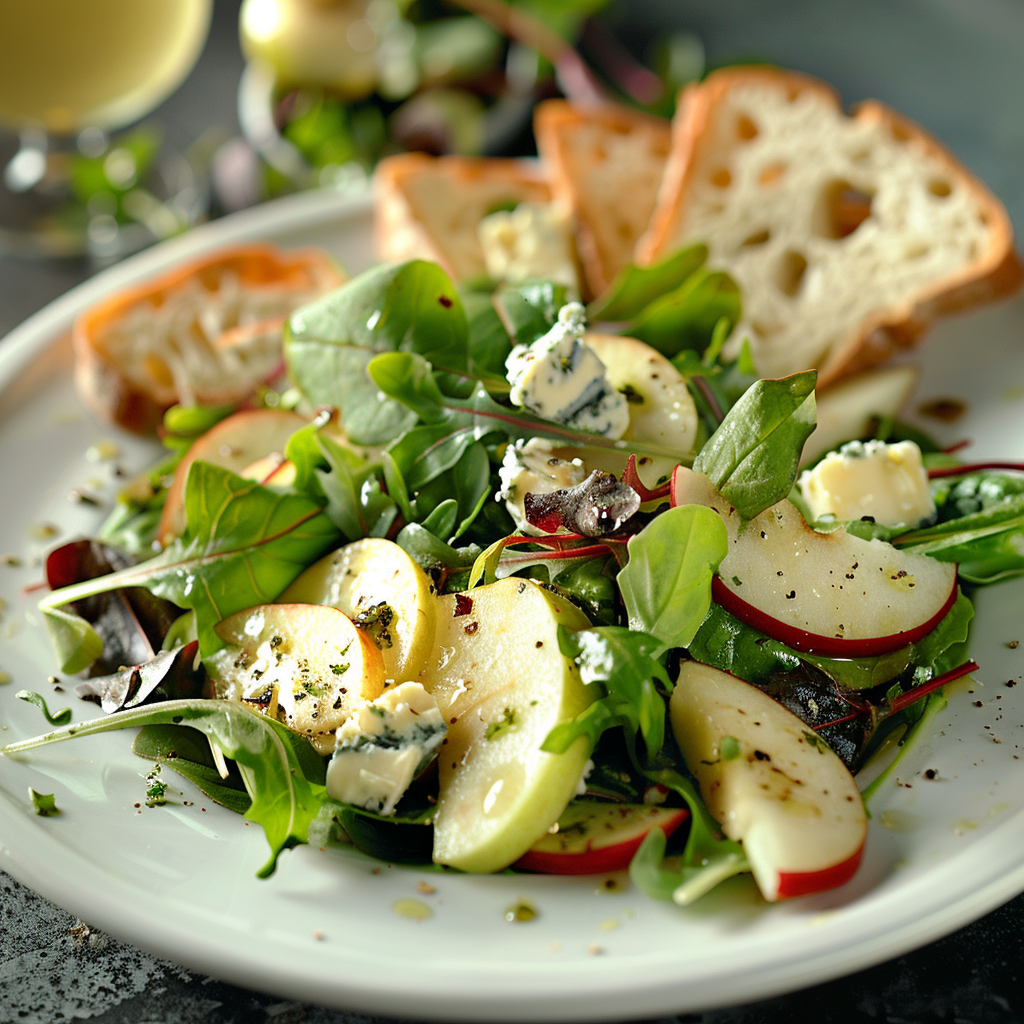 Salade verte pommes‑roquefort