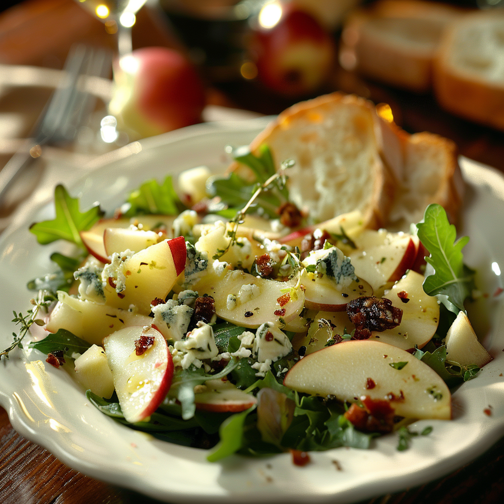 Salade verte pommes‑roquefort