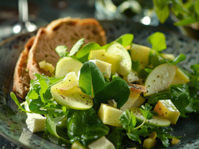 Salade verte pommes-roquefort : Recette facile et savoureuse